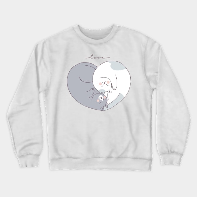 cats shaped love Crewneck Sweatshirt by Mako Design 